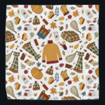 Unique Fall Leaves Harvest Autumn Pumpkins Bandana<br><div class="desc">Unique fall Thanksgiving pet bandanna or bandanna for people hand drawn pattern with an orange sweater, warm scarf, cosy blanket, fall leaves, backpack, pumpkin spice coffee, mulled wine, pumpkin pie, fall candles, warm hat, gourd, autumn flowers, mushrooms, yellow pear, red apple, fall boots, cupcakes and warm socks. It's a unique...</div>