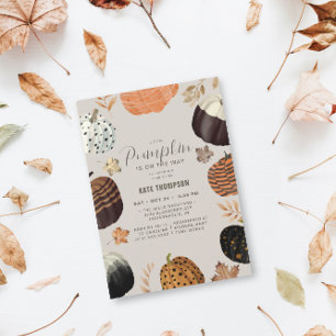 Unique Fall Painted Little Pumpkin Baby Shower Invitation
