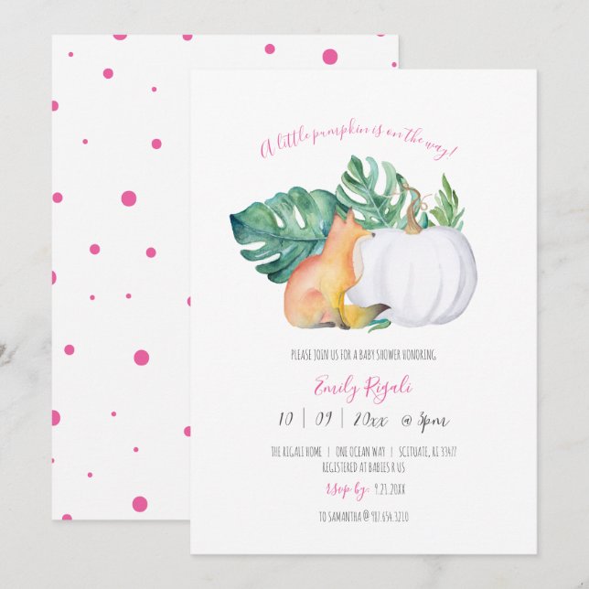 Unique Fall Themed Baby Shower Invitation (Front/Back)