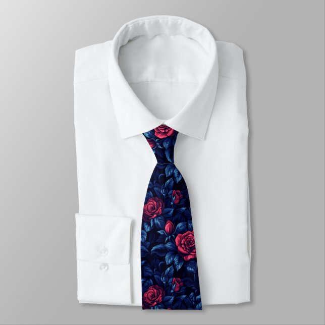 Unique Fathers Day Rose Floral Tie (Tied)
