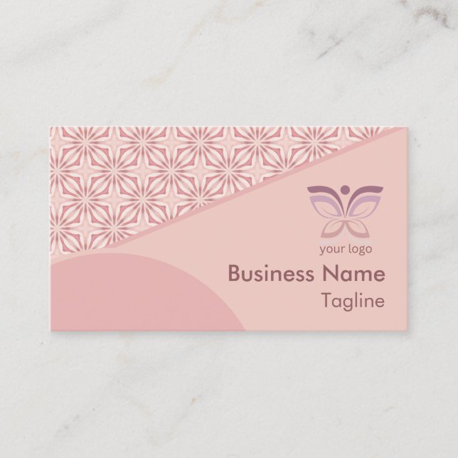 Unique Feminine Geometric Pattern QR Code Logo Business Card (Front)