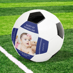 Unique First Fathers Day New Dad Baby Photo Blue Football