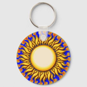 Unique Flaming Tribal Sun Design Key Ring