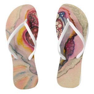 Unique flip flops with abstract fine art