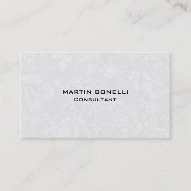 Unique Floral Damask Grey Special Plain Business Card (Front)