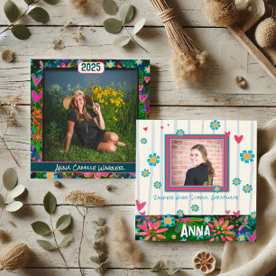 Unique Floral Graduation Custom Photo Announcement
