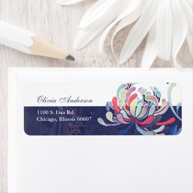 Unique Floral Navy Blue White Address (Insitu)