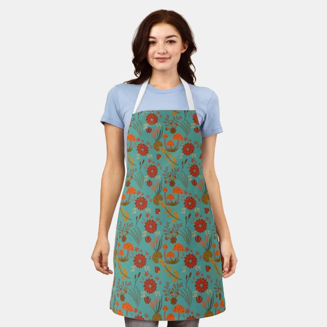 Unique Floral Pattern Apron (Worn)