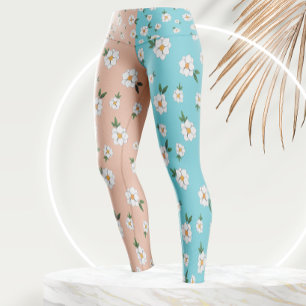 Unique  Floral Pattern Flowers Two tone Colors Leggings