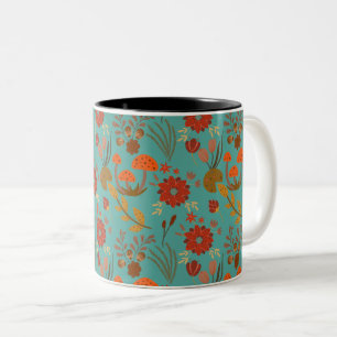 Unique Floral Pattern Two-Tone Coffee Mug