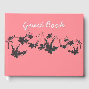 Unique Floral Pink Guest Book