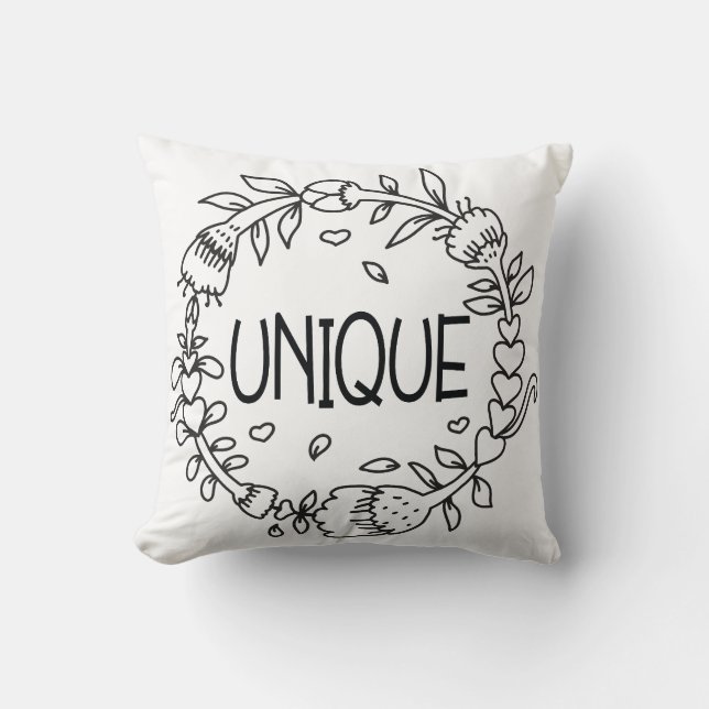 Unique Floral Typography Cushion (Front)