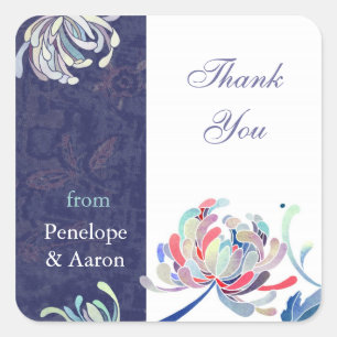 Unique Floral Wedding Thank You Square Sticker