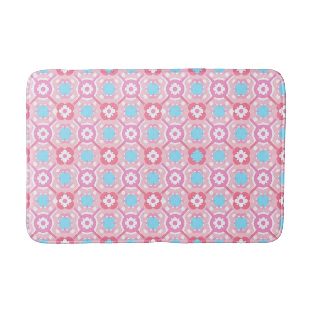 Unique flower check bath mat (Front)