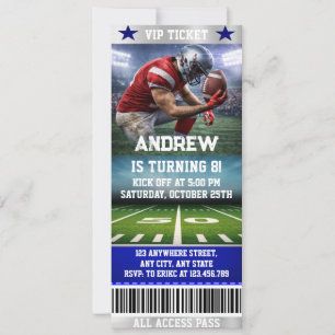 Unique Football Ticket Design Birthday Invitation