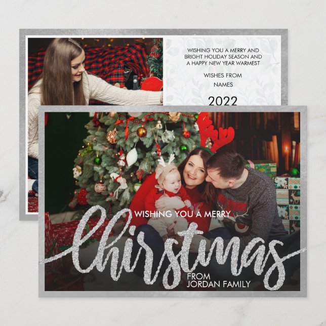 Unique Four Photo Grid 4 Photo Collage Holiday Inv Invitation (Front/Back)