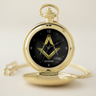 Unique Freemason Gifts   Black Gold Masonic Pocket Watch