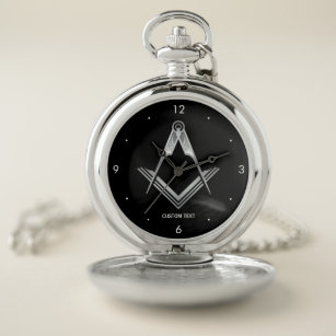 Unique Freemason Gifts   Black Silver Masonic Pocket Watch