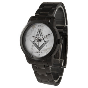 Unique Freemason Gifts   Black White Masonic Watch