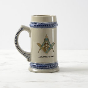 Unique Freemason Gifts   Gold Masonic Compass Beer Stein