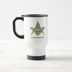 Unique Freemason Gifts   Gold Masonic Compass Travel Mug