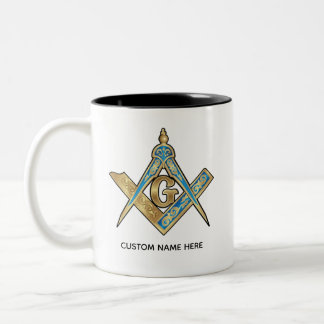 Unique Freemason Gifts | Gold Masonic Compass Two-Tone Coffee Mug