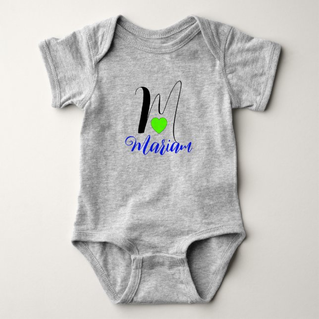 Unique Front & Back Design - New Born Name Baby Bodysuit (Front)