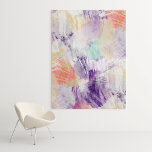 Unique Fun Colorful Abstract Brush Art Painting Canvas Print<br><div class="desc">Whimsical artistic purple,  orange,  mint green,  violet and white colored abstract paint brush pattern. Match this design with your interior decor colors and hang some color on your wall!</div>