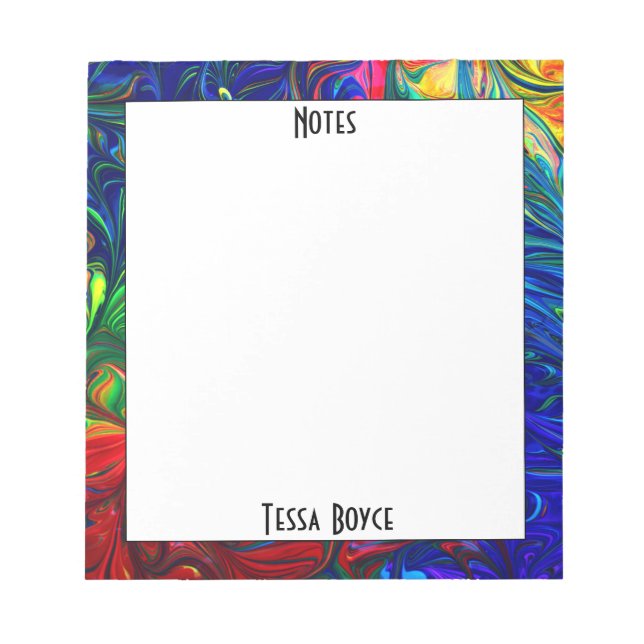 Unique Fun Colourful Monogrammed Name Notepad (Front)