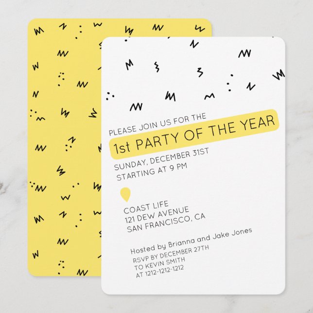 Unique Fun New Years Eve Party Invitation (Front/Back)