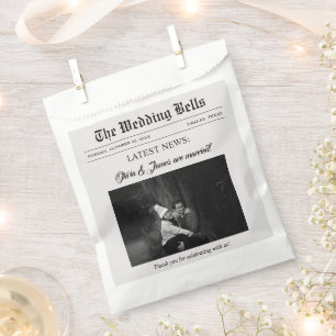 Unique Fun Newspaper Wedding Photo  Favour Bags