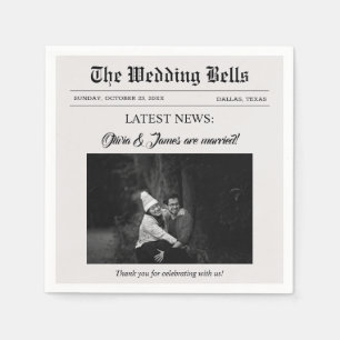 Unique Fun Newspaper Wedding Photo  Napkin