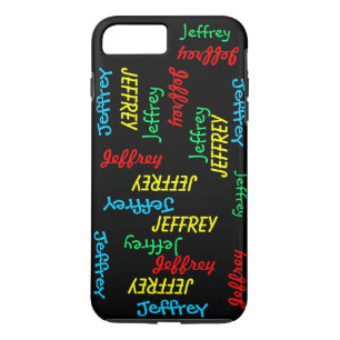 Unique Fun Repeating Names on Black, Personalised iPhone 8 Plus/7 Plus Case