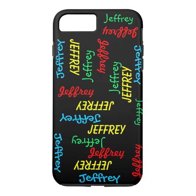 Unique Fun Repeating Names on Black, Personalised Case-Mate iPhone Case (Back)