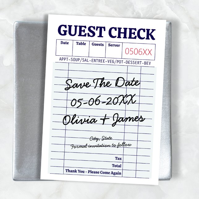 Unique Fun Whimsical Guest Check Handwritten Save The Date (Unique Fun Whimsical Guest Check Handwritten Save The Date)