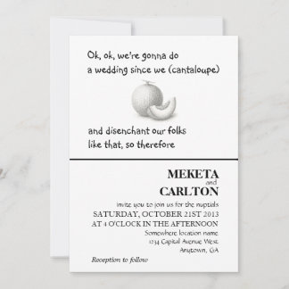 Unique, funny cantaloupe wedding invitation