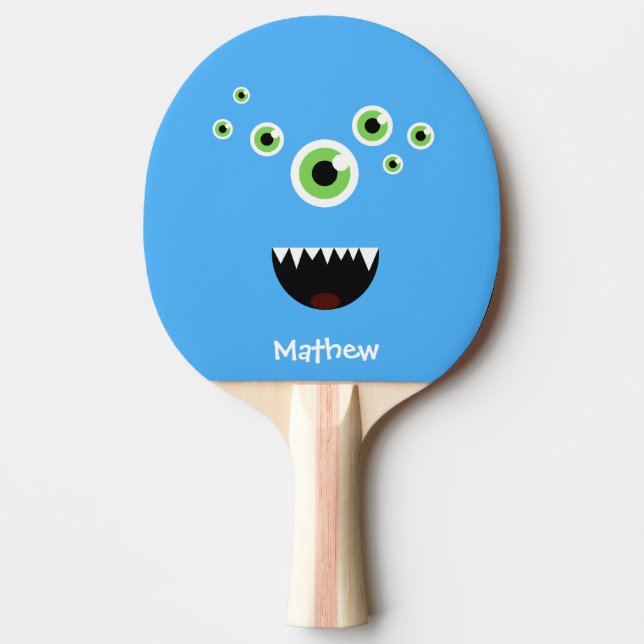 Unique Funny Crazy Cute Blue Monster Ping Pong Paddle (Front)