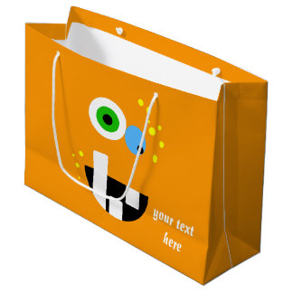 Unique Funny Crazy Oragne Monster Large Gift Bag