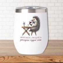 Unique Funny Cute Porcupine Bowtie Wine Lover 