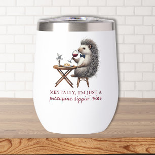 Unique Funny Cute Porcupine Bowtie Wine Lover 