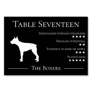 Unique funny dog breed guest boxer team or table number