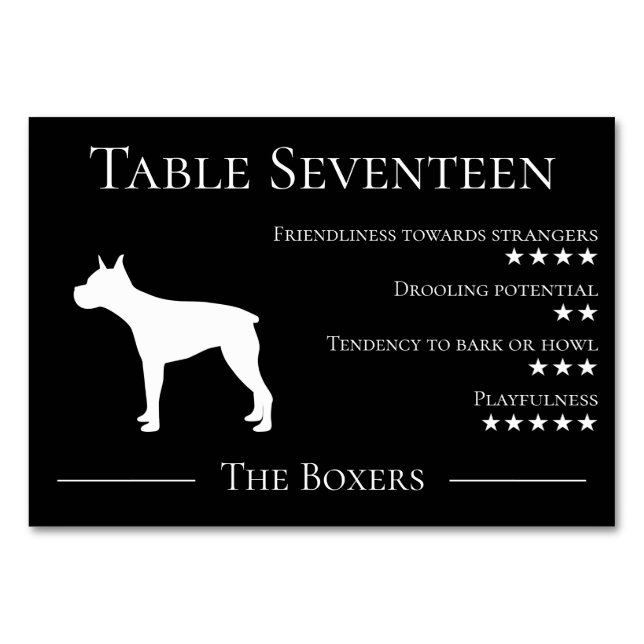 Unique funny dog breed guest boxer team or table number (Front)