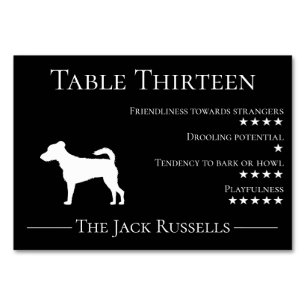 Unique funny dog breed guest Jack Russell team Table Number