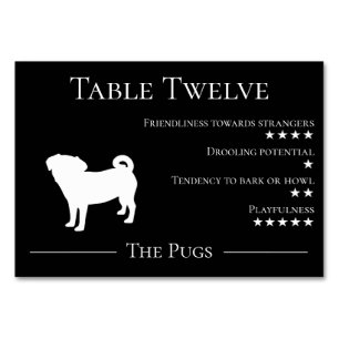 Unique funny dog breed guest pug team or table number