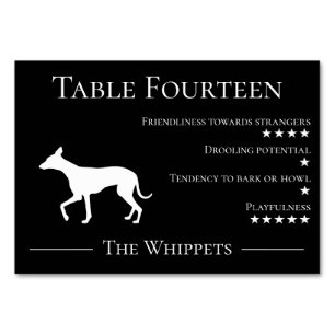 Unique funny dog breed guest Whippet team Table Number