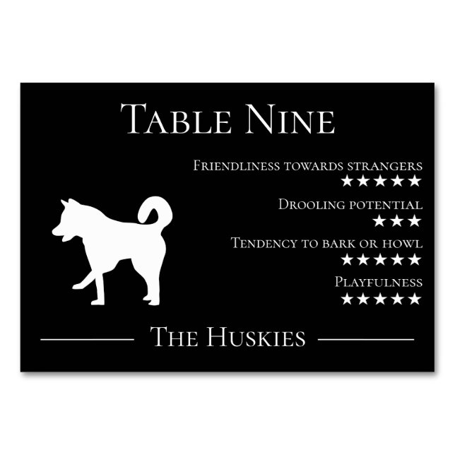 Unique funny dog breeds guest husky team or table number (Front)