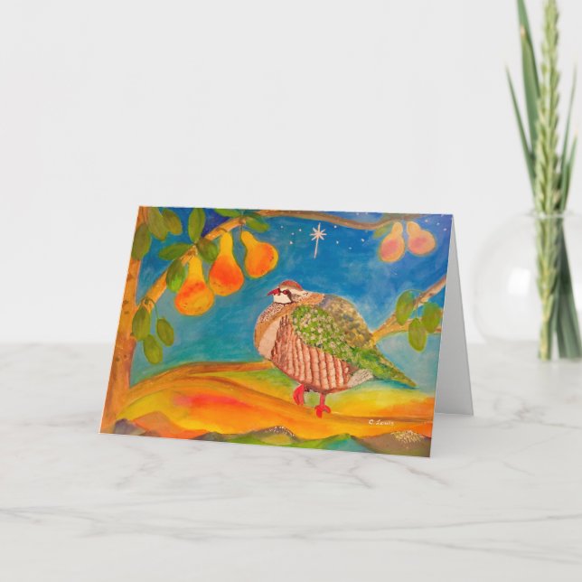 Unique Funny Partridge in a Pear Tree Beautiful Holiday Card (Front)