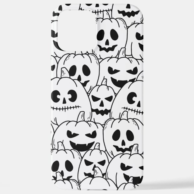 Unique Funny Pumpkins Faces Sketch Halloween  iPhone Case (Back)