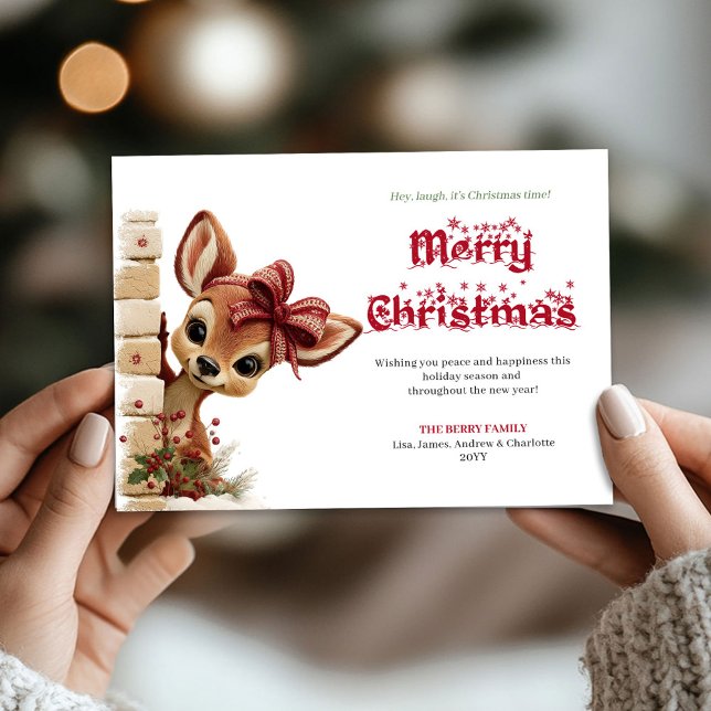 Unique Funny Reindeer Cute Cartoon Greeting Card (Unique Funny Reindeer Cute Cartoon Greeting Card

)