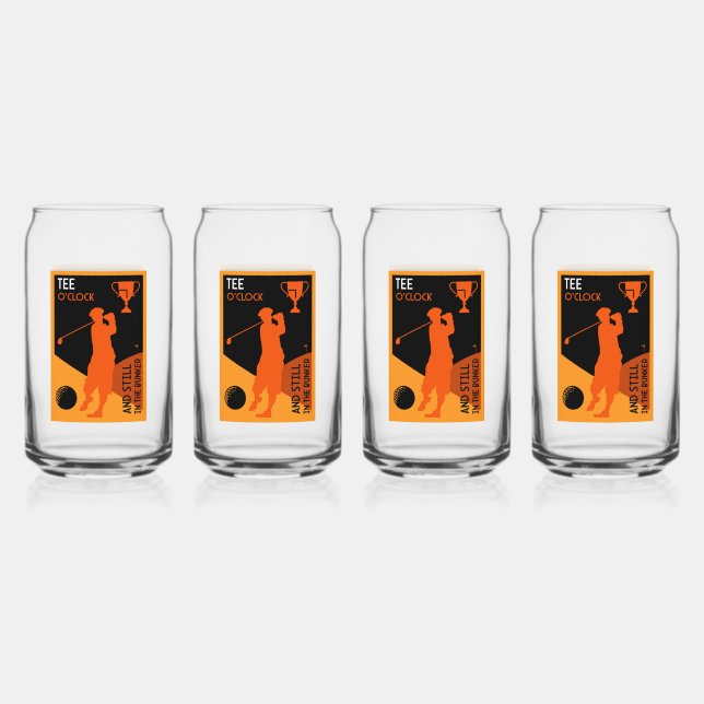 Unique Funny Vintage Golf Gift Can Glass (Front)